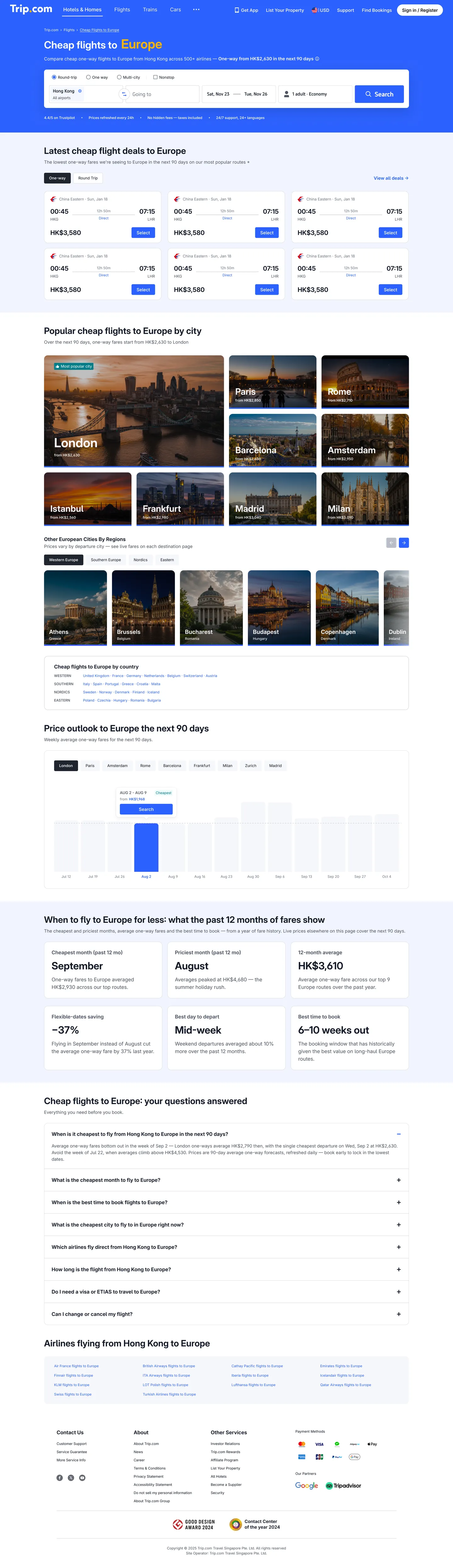 Trip.com’s Europe flight page, designed in Figma