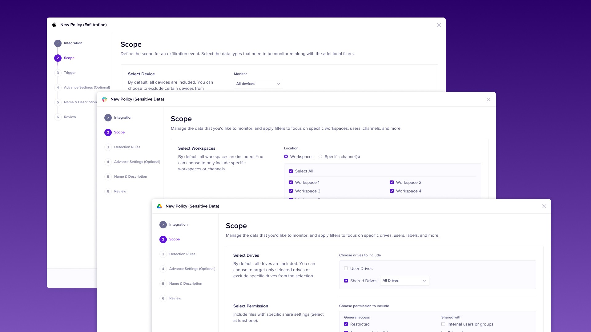 Policy scope in different integrations