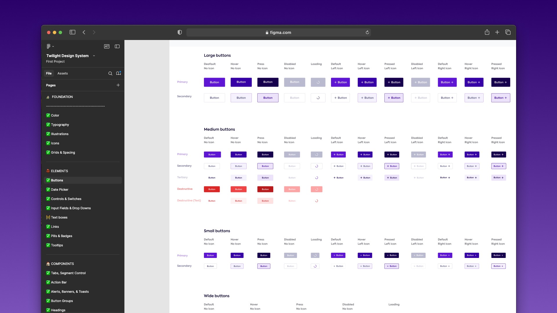 Twilight's documentation in Figma